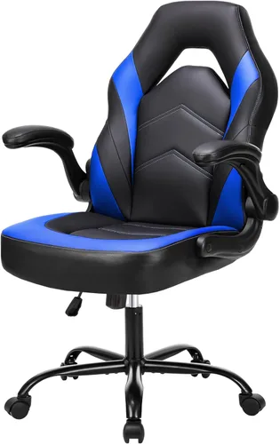 Miniatura 8 de NEWBULIG Silla de escritorio para juegos de computadora, soporte lumbar ergonómico grande con reposabrazos abatibles y ruedas giratorias de 360°