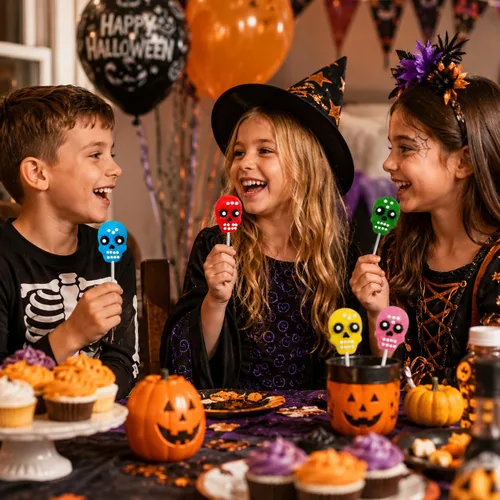 Miniatura 6 de Fruidles Paletas de calavera para Halloween, Día de los Muertos, caramelos duros, envueltos individualmente (paquete de 48)