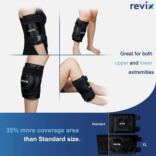 Miniatura 7 de REVIX Paquete de hielo XL para recuperación de reemplazo de rodilla, envoltura de hielo con compresión fría para molestias y fatiga, paquete frío