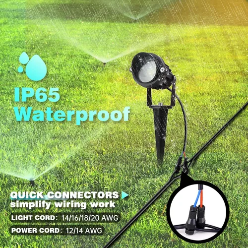Miniatura 7 de Luces de paisaje de bajo voltaje, iluminación LED de paisaje para exteriores con conectores, 5 W, 500 lm, focos de lente de enfoque, 24 V CA/CC 3000