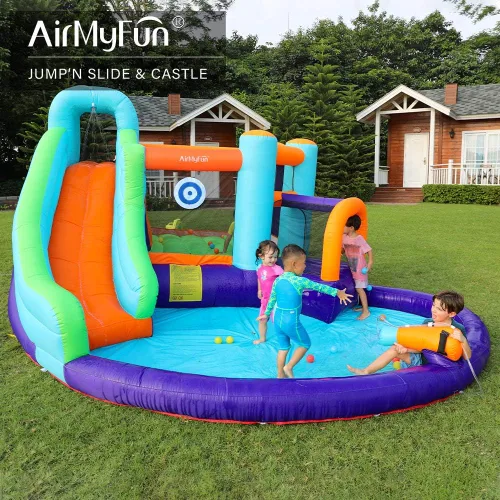 Miniatura 2 de Doctor Dolphin - Casa inflable de rebote con tobogán acuático, casa inflable para niños grandes, tobogán acuático para patio trasero, parque