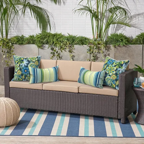 Miniatura 547 de Juego de 2 almohadas para exteriores de 16 x 16 pulgadas, repelentes al agua con interiores, para muebles de patio, hogar, jardín, geometría bohemia