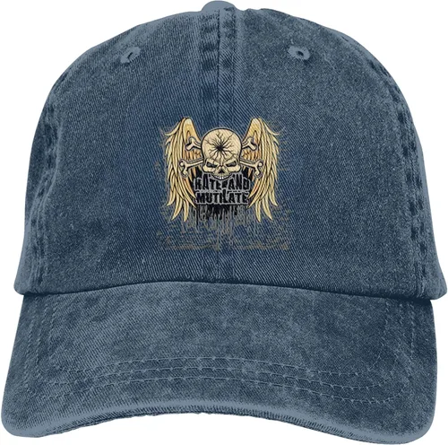 Miniatura 9 de Cowboy Hat Trendy Hats for Man and Women Djustable Four Season Outdoor Baseball Cap of Hell Skull with Angel Navy Blue