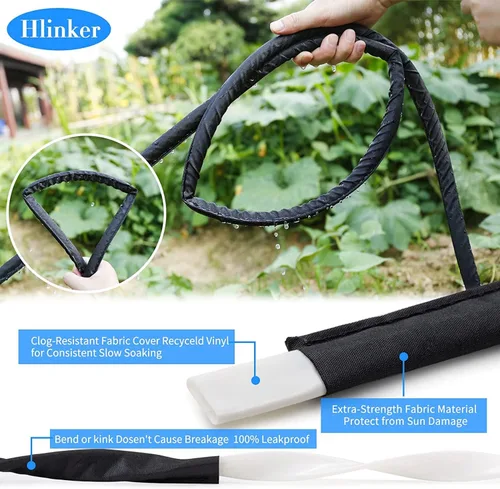 Miniatura 5 de Hlinker Manguera de remojo plana de 15 pies para camas de jardín, manguera de riego por goteo constante enlazable de 15 pies y 1/2 pulgadas, ahorra