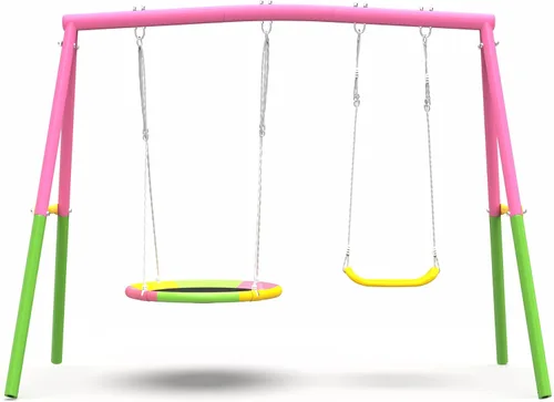Miniatura 12 de Juego de columpios para patio trasero con soporte, columpio de servicio pesado de 440 libras, soporte de columpio de metal para exteriores, contiene