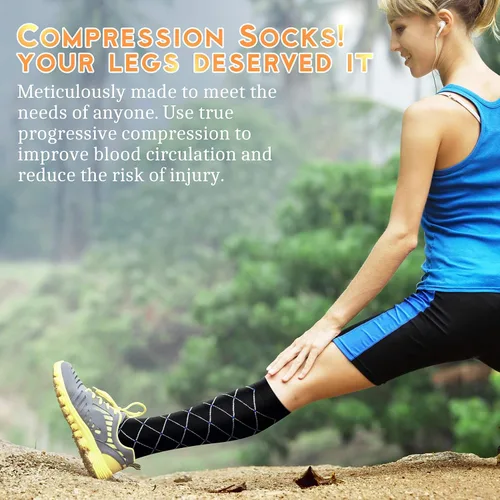 Miniatura 3 de QUXIANG Calcetines de compresión para mujeres y hombres de 15 a 20 mmHg, ideales para médicos, enfermería, correr, atletismo, venas varicosas, viajes
