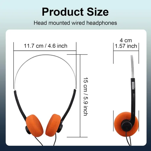 Miniatura 7 de Auriculares retro sobre la oreja con cable, auriculares vintage actualizados con aros, auriculares estéreo de alta fidelidad, auriculares ligeros