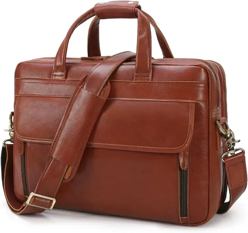Miniatura 8 de Masa Kawa Maletín de Cuero para Hombre de 15.6", 17" para Computadora Portátil, Bolso de Negocios, Viaje, Trabajo, Mensajero, Bandolera, Bolso