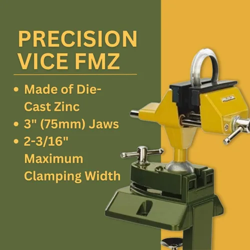 Miniatura 2 de Proxxon Tornillo de precisión FMZ con abrazadera, construcción de zinc fundido a presión, ideal para bancos de trabajo y mesas, mandíbulas de 3