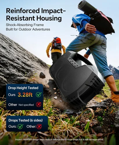 Miniatura 8 de Altavoz Bluetooth impermeable IPX7, 40 W (60 pico), altavoces inalámbricos portátiles con subwoofer, tiempo de reproducción de 32 horas, sonido