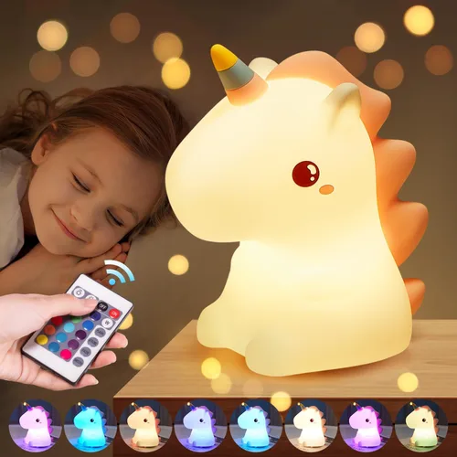 Miniatura 11 de One Fire Juguetes de Conejo para Niños, Luz Nocturna para Niños con Control Remoto, 16 Colores + 5 Niveles de Brillo, Lámpara Linda, Luz Nocturna