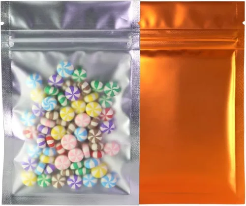 Miniatura 20 de 100 bolsas de sellado con cremallera resellables de papel metálico de color transparente esmerilado para ventana (negro, soporte 2 onzas)