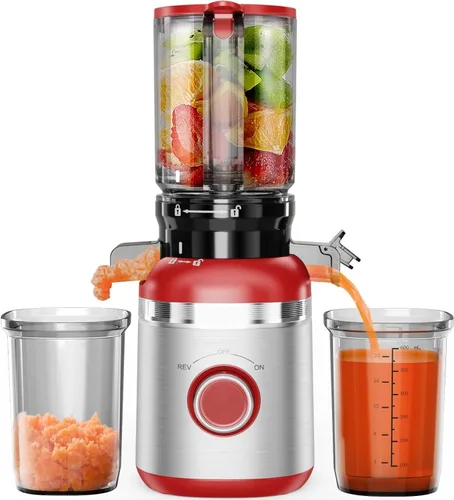 Máquinas exprimidoras, exprimidor de prensa en frío para verduras y frutas enteras, exprimidor de masticación lenta con canal de alimentación ancho,