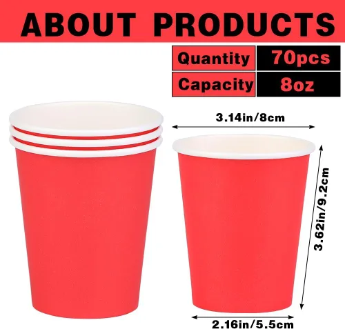Miniatura 59 de Vasos de papel de 8 onzas, paquete de 150 unidades, tazas de café de papel desechables para bebidas calientes o frías para fiestas, picnic, Azul
