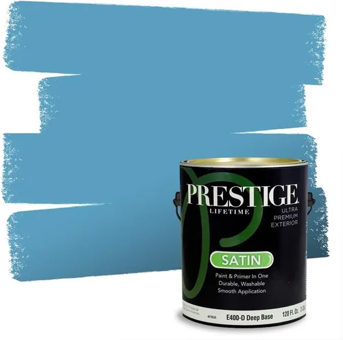 Miniatura 117 de Prestige Paints. - Base y pintura para exteriores en un solo galón, 1 galón. plano, comparable con Sherwin Williams Topsail. SW6799-PCM