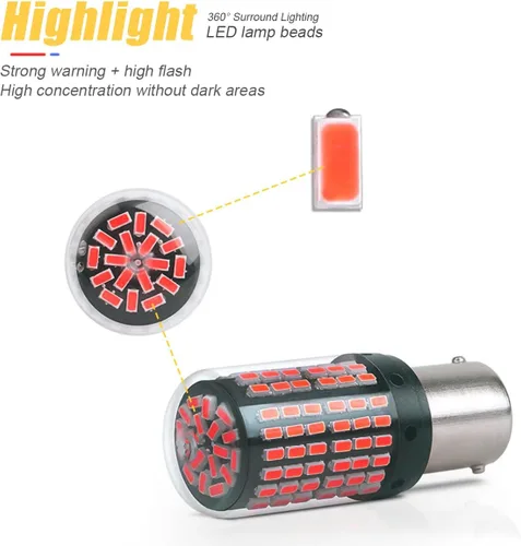 Miniatura 3 de Paquete de 2 bombillas LED de freno 1157, bombilla de repuesto BAY15D de 12 V-24 V para freno de reversa, cola de correr, estacionamiento, universal