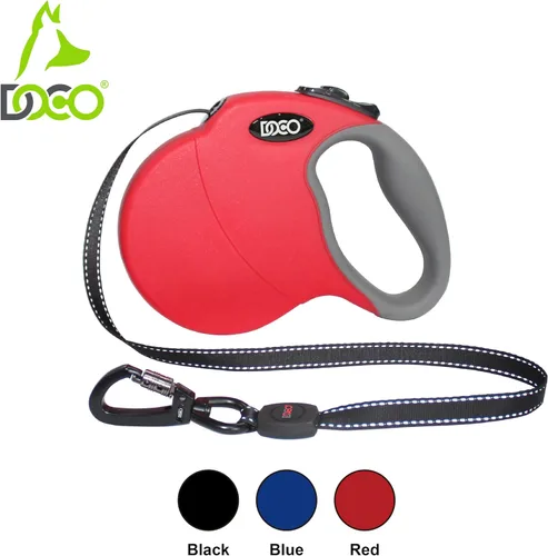 Miniatura 3 de DOCO Correa retráctil para perros pequeños, cinta reflectante con control de parada y bloqueo, cierre giratorio de 360° y correas para perros