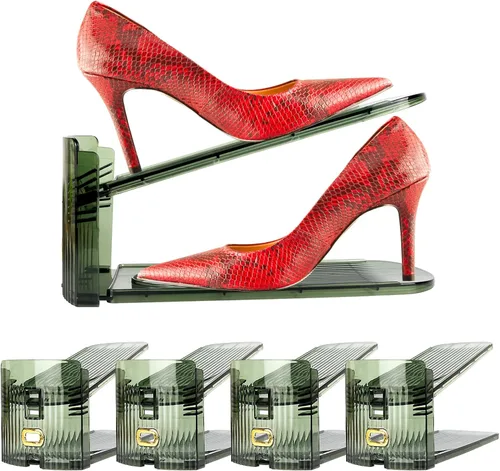 Miniatura 8 de Yes!Fresh Organizador de ranuras para zapatos, apilador de zapatos estilo boutique para un par de zapatos, zapatero separable para organización