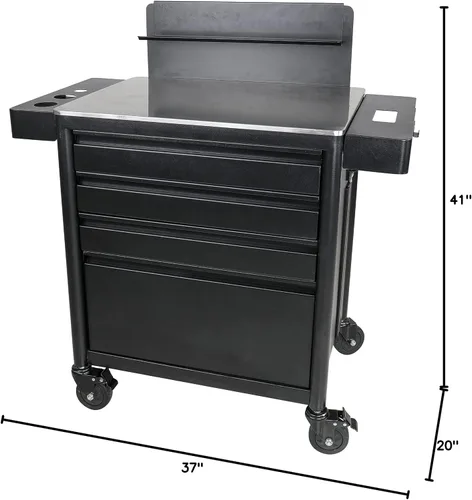 Miniatura 5 de TATARTIST Carrito de salón con ruedas, estación de trabajo de tatuaje, mesa de almacenamiento, cajones de salón, carrito rodante, gabinete de spa