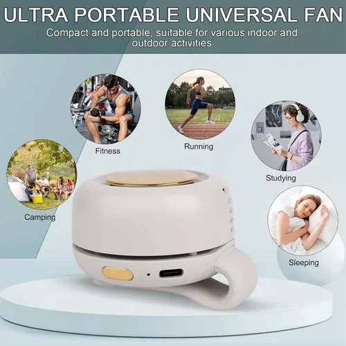 Miniatura 7 de Portable Clip on Fan, Mini Bladeless Fans for Shirts and Waist, 3-Speed Silent and Adjustable Wind Direction Rechargeable Cooling Fans, Versatile