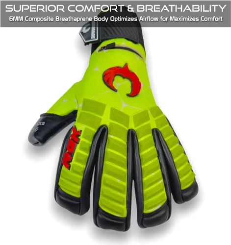 Miniatura 3 de Guantes profesionales de portero de fútbol Renegade GK Eclipse (tallas 6-12, nivel 5) Fingersaves y agarre EXT de 4 + 0.118 mm con sede en EE. UU