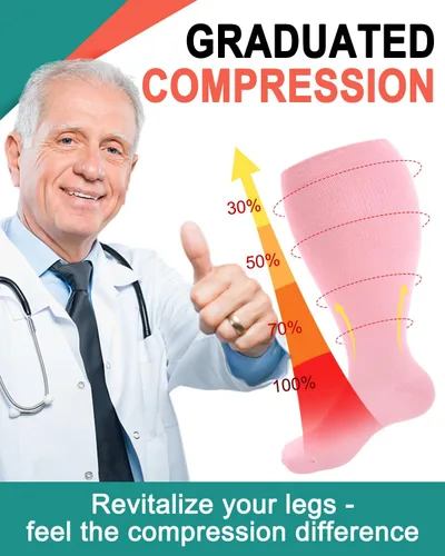Miniatura 4 de Aoliks Calcetines de compresión de talla grande para pantorrillas anchas, extra grandes hasta la rodilla, calcetines de apoyo alto para mujeres