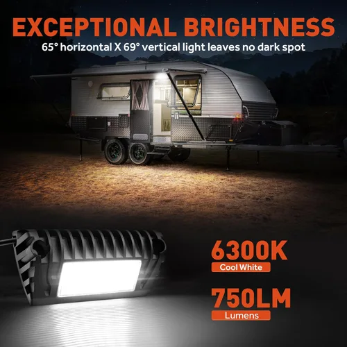 Miniatura 2 de SnowyFox Luz LED para Porche de RV - Luz Utilitaria Exterior de Aluminio Luces LED para Remolque Exterior Accesorio de Iluminación de 12V 750