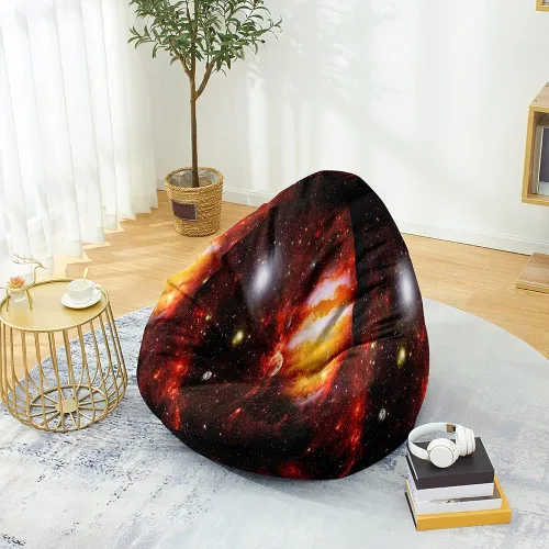 Miniatura 2 de Morbuy Funda para silla puff para niños y adultos (sin relleno), diseño de cielo estrellado en 3D, suave, perezoso, funda lavable de gran