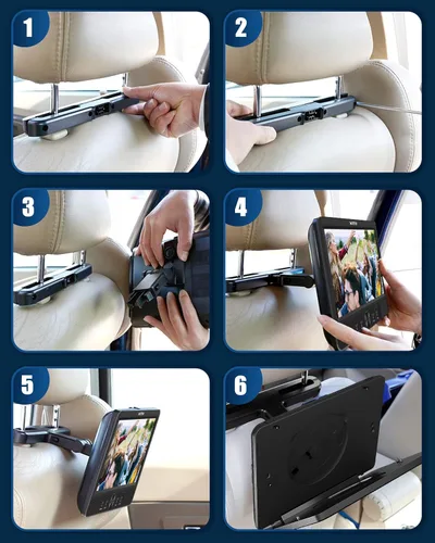 Miniatura 8 de WONNIE 10.5" Reproductores de DVD para coche portátiles de doble pantalla para reposacabezas, reproduce una misma película o dos diferentes