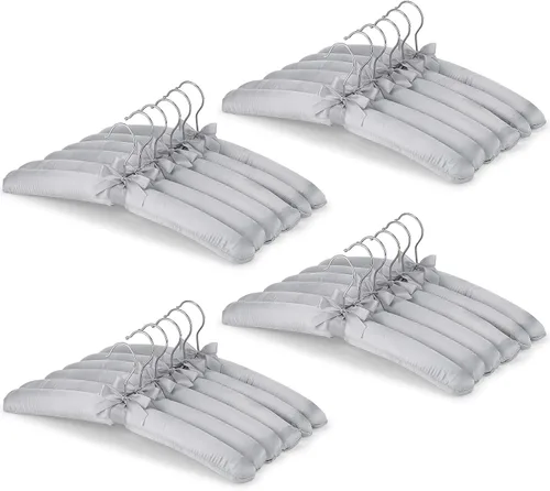 Miniatura 7 de Jetec 24 piezas de perchas acolchadas de raso con gancho giratorio de 360°, almohadillas de esponja para el hombro, para abrigos, suéteres, blusas