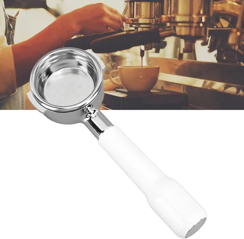 Miniatura 4 de GLOGLOW Portafiltro de café sin fondo, filtro de una sola capa duradero sin fondo, mango de filtro de café para oficina (tipo C2 plástico blanco)