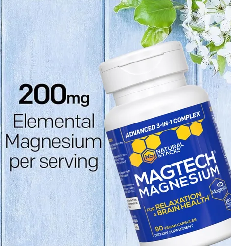 Miniatura 5 de Cápsulas de complejo de magnesio MagTech de Natural Stacks (90 Cápsulas). Mejoran la salud cerebral, detienen el envejecimiento cognitivo y ayudan a