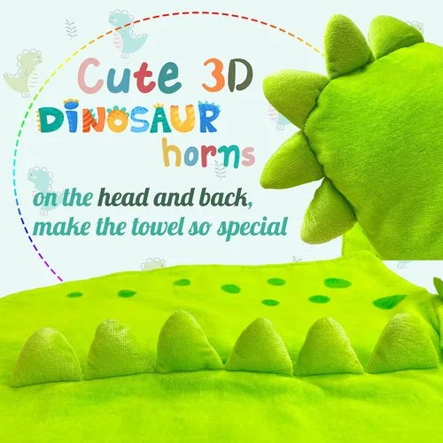 Miniatura 3 de Toalla de baño de algodón suave Toalla de playa para niños 0-8 años Dinosaurio verde
