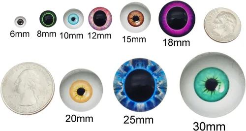 Miniatura 2 de 100 Uds. de cristal Cabujón de cristal de búho unicornio ojos de pupila humana para muñecas de arcilla, esculturas artesanales, búsqueda de 0.31