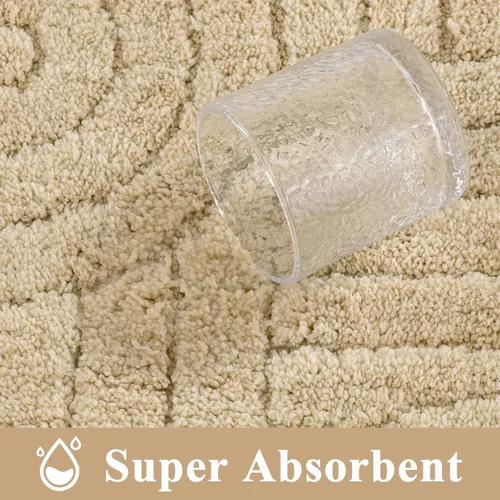 Miniatura 6 de Vaukki Juego de alfombras de baño de 3 piezas, color beige, lavables, antideslizantes, suaves, para ducha y bañera, alfombra de microfibra