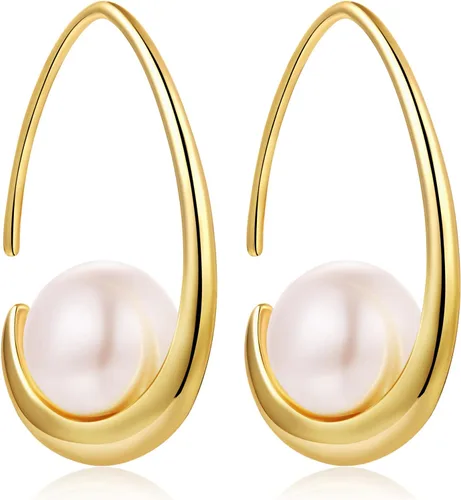 Aretes colgantes chapados en oro blanco de 18 quilates para mujer, plata de ley 925 con circonita cúbica, aretes colgantes con gancho de pez,