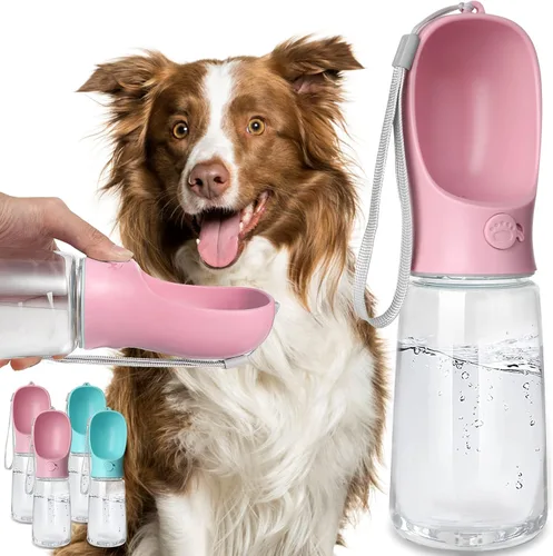Miniatura 9 de Kalimdor Botella de agua para perros, dispensador de agua portátil a prueba de fugas para cachorros con alimentador para mascotas, caminar al aire