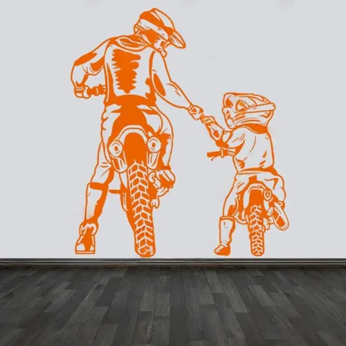 Miniatura 5 de Pegatina de pared para motocicleta, familia, padre, hijo, montaña, buggy, pista, niño, decoración de la habitación, pegatina de vinilo