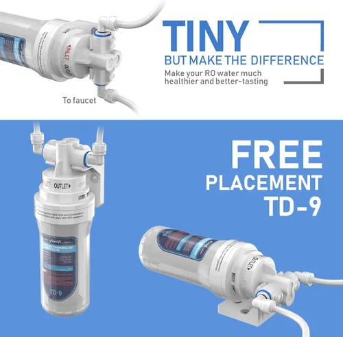Miniatura 6 de Frizzlife Filtro de agua alcalino TD-9 para debajo del fregadero, filtro de poste de giro rápido para sistema de ósmosis inversa RO, reduce