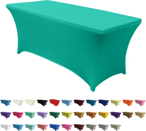 Miniatura 20 de ABCCANOPY - Funda de mesa de elastano elástica de 8 pies, mantel ajustado y resistente a las arrugas, reutilizable para mesas plegables Negro