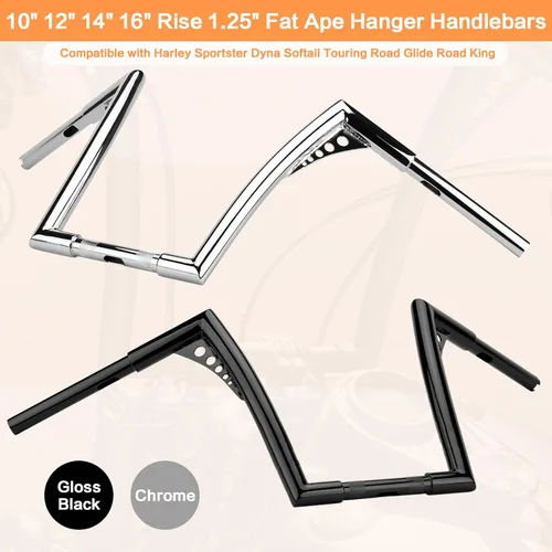 Miniatura 3 de Manillar Ape Bar de 14 pulgadas de elevación de 1-1/4 pulgadas Repuesto de manillar de motocicleta para Harley Davidson Sportster 1984-2022 Road
