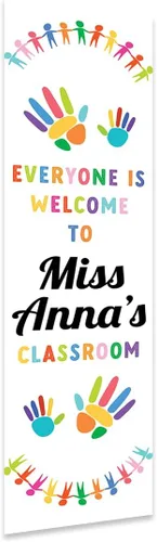Miniatura 26 de Andaz Press Letrero de bienvenida vertical personalizado para el aula de 13 x 47 pulgadas para profesores, letreros de puerta de aula, letrero