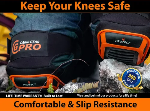 Miniatura 2 de CARIB GEAR PRO Rodilleras para Trabajo de Construcción, Rodilleras Antideslizantes de Servicio Pesado para Jardinería, Instalación de Pisos y Negro