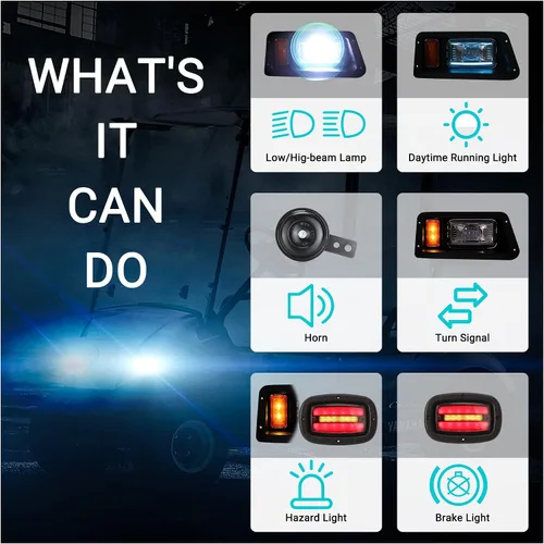 Miniatura 3 de 10L0L Kit de luces para carrito de golf para Yamaha G14 G16 G19 G22 - Kit de faros delanteros y luces traseras legales de calle con convertidor