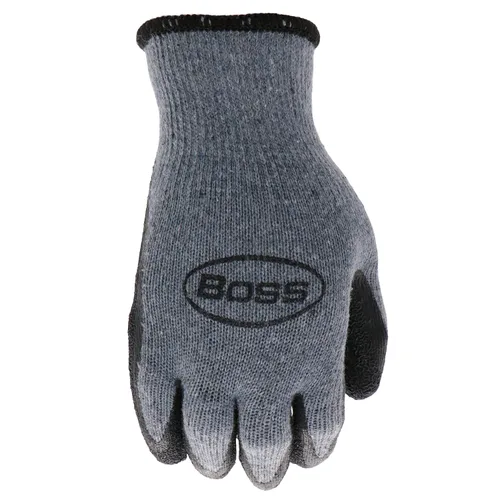 Miniatura 2 de Boss Guantes de trabajo con revestimiento de látex texturizado para hombre, resistentes al agua, carcasa de poliéster de calibre 13, gris/negro