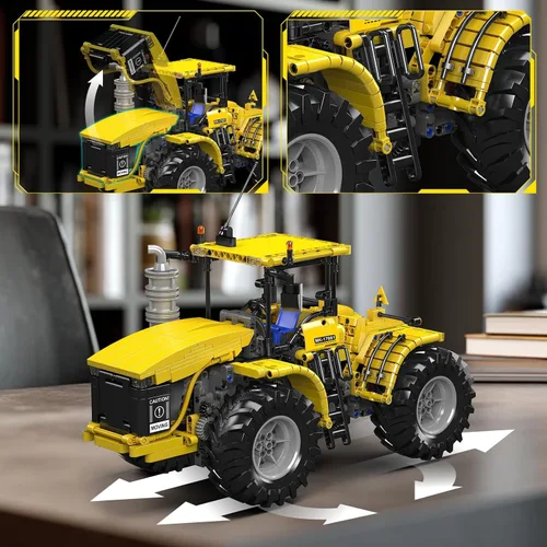 Miniatura 3 de Mould King 17081 Modelo de bloques de construcción de tractor articulado técnico, 1300 piezas de vehículos de remolque con control remoto, juguete