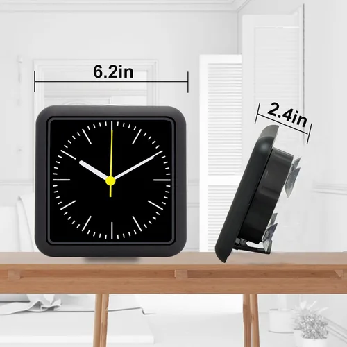Miniatura 4 de Reloj de pared impermeable para baño, reloj de pared negro para interiores con ventosa, movimiento de cuarzo, marco de plástico, opción flexible