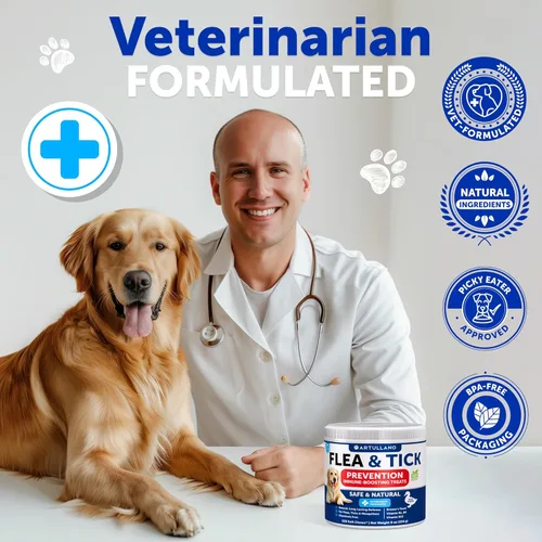 Miniatura 5 de Prevención de pulgas y garrapatas masticables para perros – Control natural del tratamiento de pulgas – Suplemento para perros grandes y pequeños