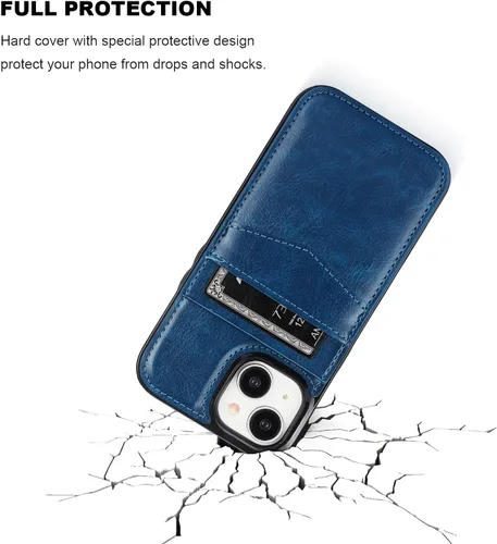 Miniatura 6 de KIHUWEY Compatible con 15 Estuche tipo cartera con soporte para tarjetas de crédito, Tapa Flip de piel premium con cierre magnético y soporte Azul
