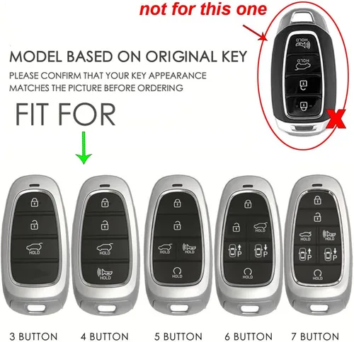 Miniatura 2 de ontto Funda inteligente para llave de automóvil con 4 botones con llavero de piel de protección completa para Hyundai Sonata 2020 2021, color azul